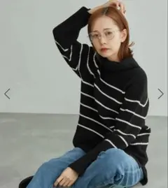 ROPÉ PICNIC リサイクルポリエステル畔タートルニット　ボーダー