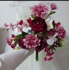 週末価格　ブライダルブーケ　クラッチブーケ　アーティシャルフラワーブーケ