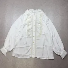 東京ブラウス 97 フリル レースブラウス 白 昭和レトロ 33