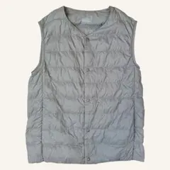 無印良品 ノーカラーダウンベスト ベージュ系Mサイズ