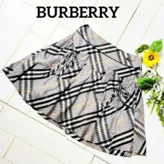 BURBERRY バーバリー ノバチェック ミニスカート フレアー 麻綿 36