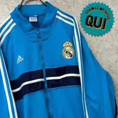 レアUS古着○アディダス レアルマドリード 刺繍トラックジャケット ブルー L