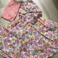 ユアーズアーミーワールド　キッズレインポンチョ　水彩フラワー　M