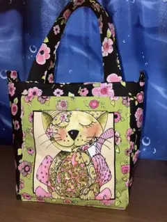 ロラライハリス新柄猫ちゃんハンドメイドトートバッグ①