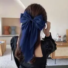 紺 バレッタ リボン 大きめ 入学式 入園式 女子会 推し活 イベント