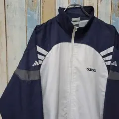 ☆アディダス☆90s☆ナイロンジャケット☆ワンポイント刺繍ロゴ☆裏メッシュ