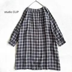 [美品]スタディオクリップ♪リネン100% チュニック ワンピース