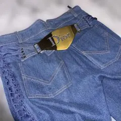 Christian DIOR❣️ロゴバックル❣️ 編み上げデニムパンツ未使用傷ありのサムネイル