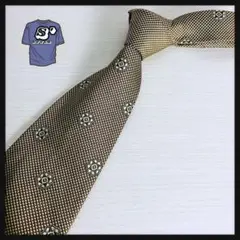 【人気カラー】幾何学模様柄ネクタイ シルク イタリア製 ゴールド