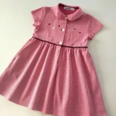 美品★2023SS★110cm familiar ピンク 半袖ポロワンピース