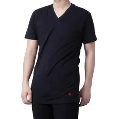 【S/新品】ポロ ラルフローレン メンズ 綿100 VネックTシャツ ロゴ刺繍