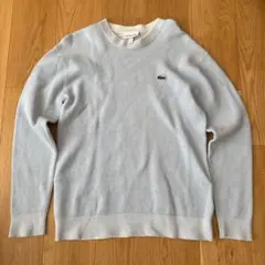 【大人気】ラコステ　ニット　刺繍ロゴ　クールネック　水色　ライトブルー　メンズS