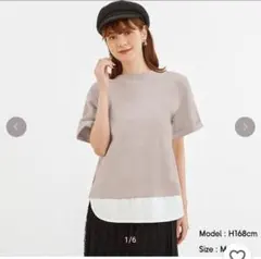 GU　フハクコンビネーションレイヤードプルオーバー 　ライトグレー
ライトグレー