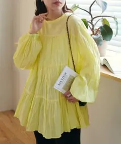 DISCOAT 前後2WAYティアードチュニックブラウス イエロー / FREE