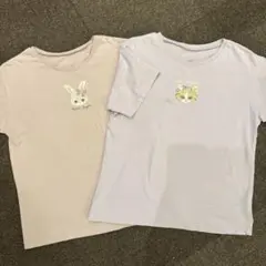 anyFam うさぎ　ねこ　女の子　半袖　Tシャツ 2枚セット　　140センチのサムネイル