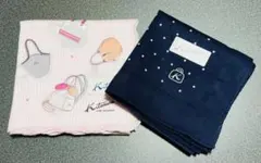 キタムラ　ハンカチ　バック柄　水玉　ピンク　紺色　新品未使用