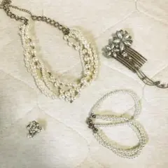 パールネックレス・ブレスレット・ヘアアクセサリーセット