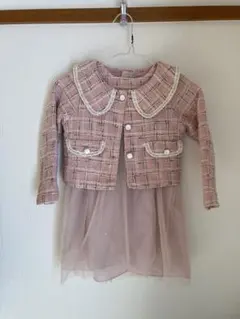 キッズ女の子フォーマルワンピース【120】ツィード