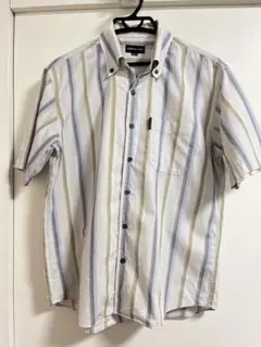 SIMPLE LIFE メンズ半袖カジュアルシャツ　Mサイズ　ストライプ柄