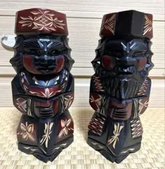 アイヌ ニポポ人形 夫婦2体セット 木彫り民芸品 昭和レトロ