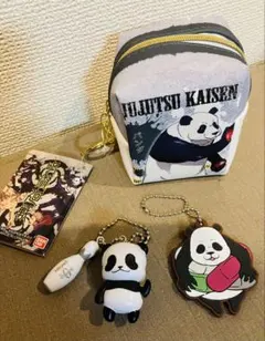新品　呪術廻戦 パンダ キューブポーチ ストラップ 3点セット