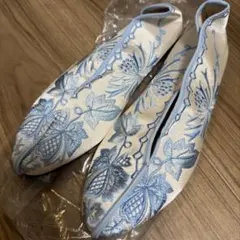 【極美品】台湾　チャイナシューズ　刺繍　パンプス　フラットシューズ　23.5