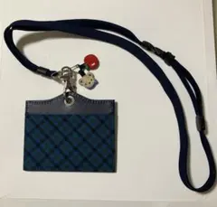 ファミリア　ネームホルダー　青チェック　匿名配送