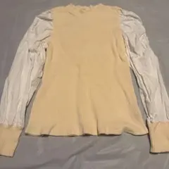 【秋服】wcloset パフスリーブニット　トップスホワイト　ベージュ