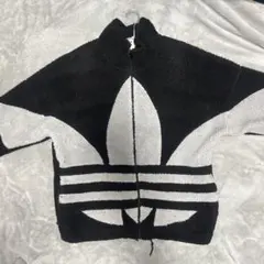 adidas フリースジャケット ブラック/グレー　2XOサイズ