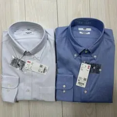 スーパーノンアイロンジャージスリムシャツ　ライトグレーストライプ　青ブルー