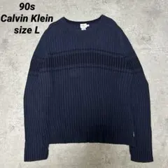 Calvin Klein Jeans ネイビー コットン リブニット Lのサムネイル