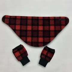 UNIQLO ユニクロ　チェック柄 指なし　手袋　ネックウォーマー　赤のサムネイル