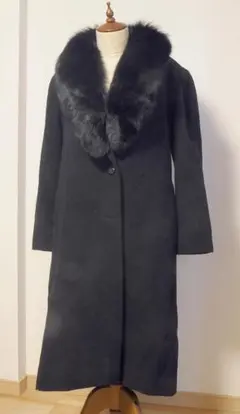 黒のウールコート ALTO CAPPOTTO製 着丈106cm(11号サイズ)