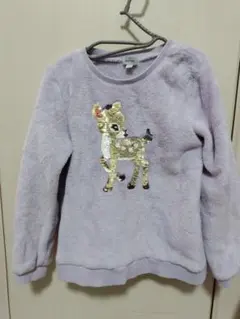 any FAM 薄紫 鹿 スパンコール トレーナー 120cm