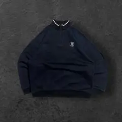 90s chaps Ralph Laurenハーフジップトレーナーロゴ刺繍短丈のサムネイル