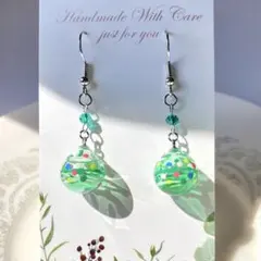ハンドメイド*ヨーヨー・ピアス・イヤリング*しゅわしゅわメロンソーダ