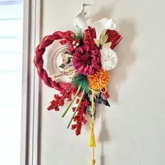 216 しめ縄リース　お正月飾り　玄関リース　しめ飾り　ハンドメイド2026