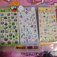 うさぎ　ボンボンドロップシール風　立体シール　3枚セット