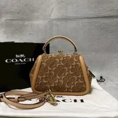 COACH トップハンドル カード ケース クリスタル シグネチャー ジャ