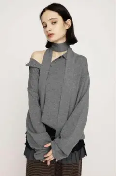 SLY HG KNIT ASYMMETRY トップス
