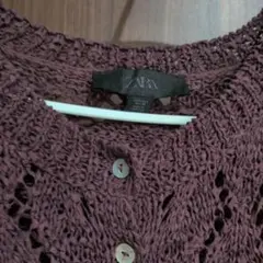 ZARA　新品　タグなし　カーデガン　茶系？ボルドー系　透け感あり　L
