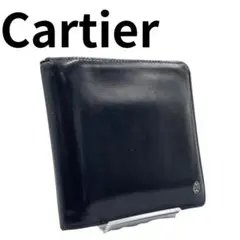 Cartier 二つ折り財布 ブラック レザーのサムネイル