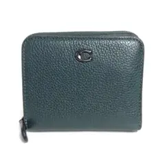 COACH コーチ 二つ折り財布 グリーン レザー コの字ファスナー 緑
