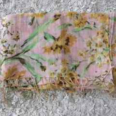 未使用 オフオン OFUON コットン 麻 ストール ピンク 花柄のサムネイル