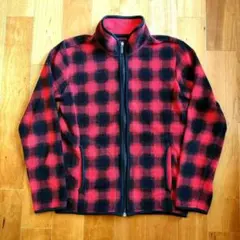 ユニクロ　マイクロフリースジャケット M オンブレ　赤黒チェック