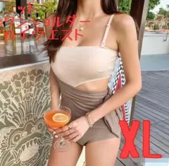 セール レディース ビキニ ワンショルダー ニット リボン 水着 タンキニ XL