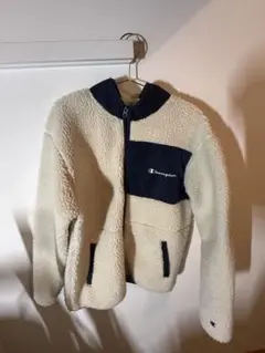 Champion フリースジャケット クリーム色 ネイビー