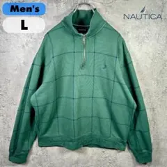 ノーティカ ハーフジップ スウェット 刺繍 チェック