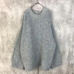 hunch(L)セーター/長袖/青/リブ編み/ゆったり/体型カバー/シンプルのサムネイル