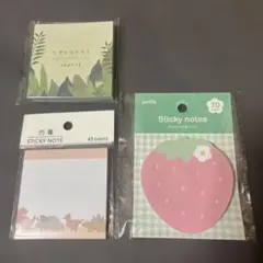 付箋 3点セット しずかなくらし ゆるザウルス いちご　amifa セリアのサムネイル